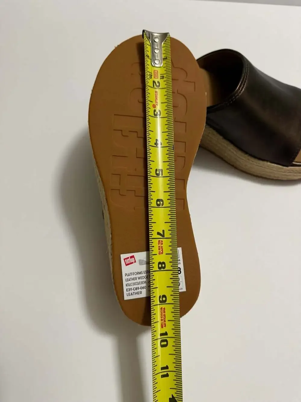 FitFlop Platfforms Espadrille Leather Wedge Slides Size 08 Metallic Chocolate